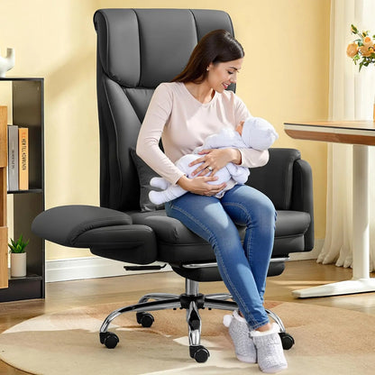 Big and Tall Office Chair, 400LBS Wide Leather Executive Chair,