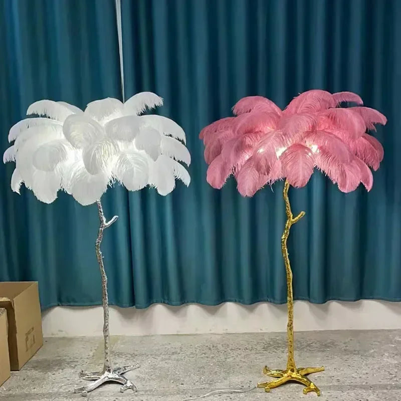 Living Room Sofa Side Floor Lamp  Feather Standing