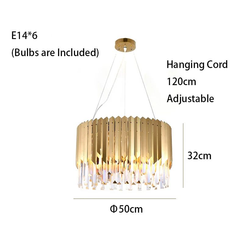 Luxury Gold Ceiling Chandeliers New Dimmable LED Lights