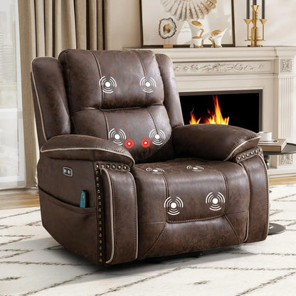 Power Lift Recliner Elderly Massage Heat Dual Motor Faux Leather 2 Cup Holder Adjustable Remote