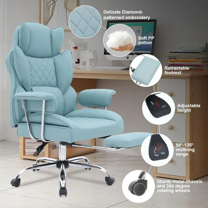 Executive Office Chair with Footrest, Ergonomic High Back Desk Chair
