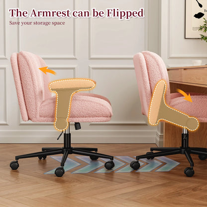 Office Chair with Flip-Up Arms & Height Adjustable Wide Plush Criss Cross