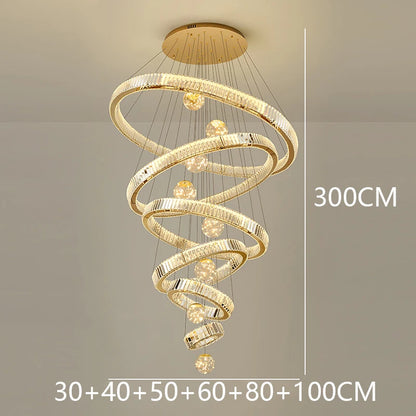 Crystal Chandelier Luster Stair Pendant Lights Duplex Architecture  Lights Home Decoration Lighting