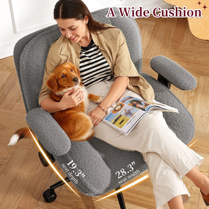 Office Chair with Flip-Up Arms & Height Adjustable Wide Plush Criss Cross