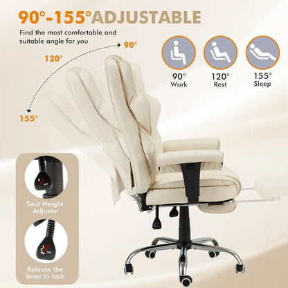 Ergonomic Reclining Massage Chair with Heat and Retractable Footrest,